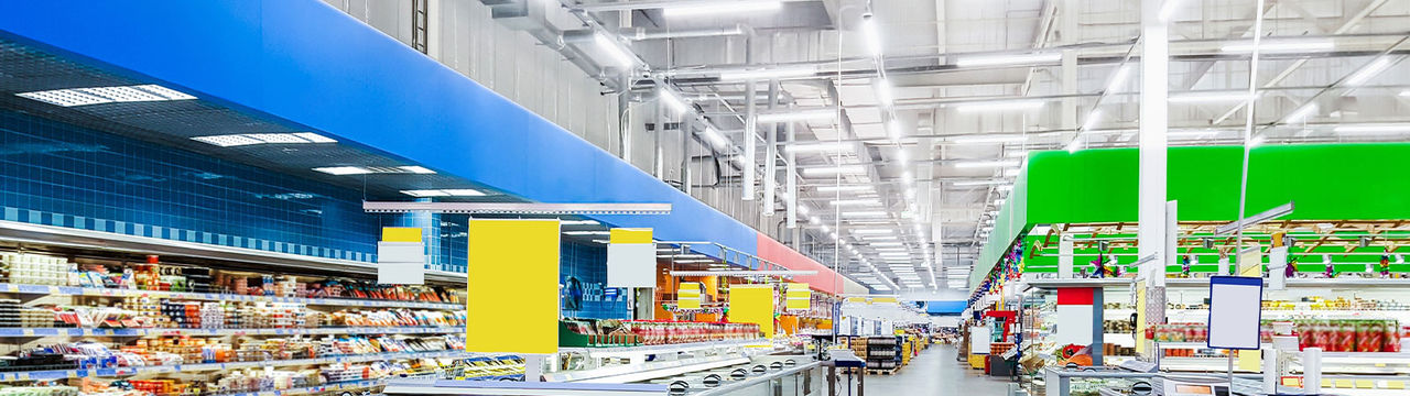 Indoor Supermarket with LED lights demonstration.