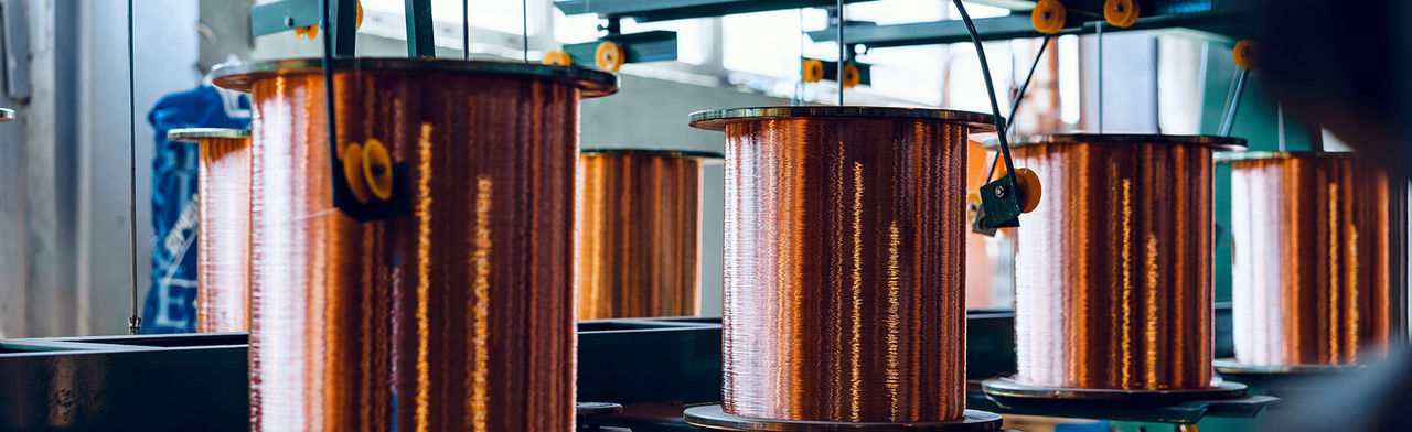 Copper rolls in factory