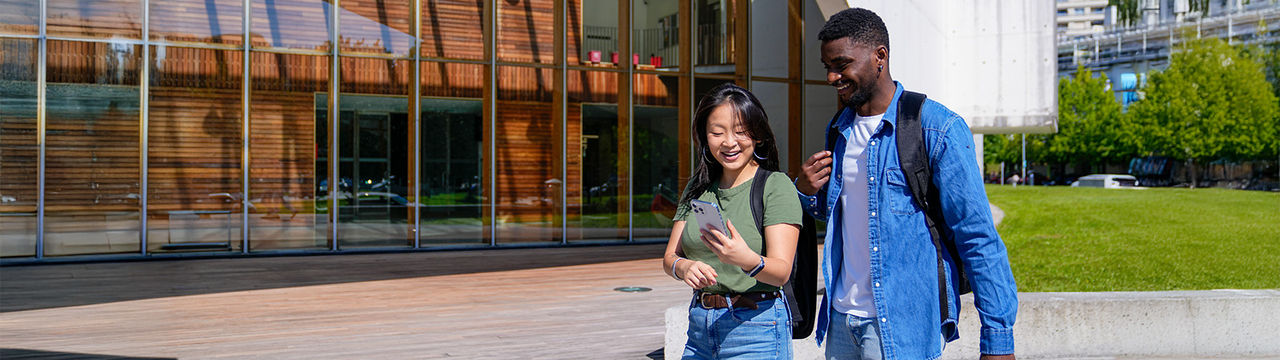 University students outdoor walking campus