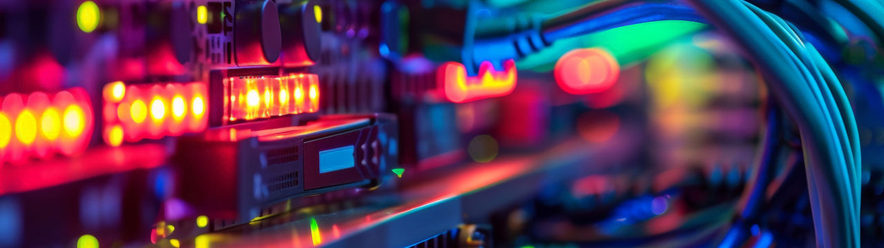 Cables connected to a internet network device technology