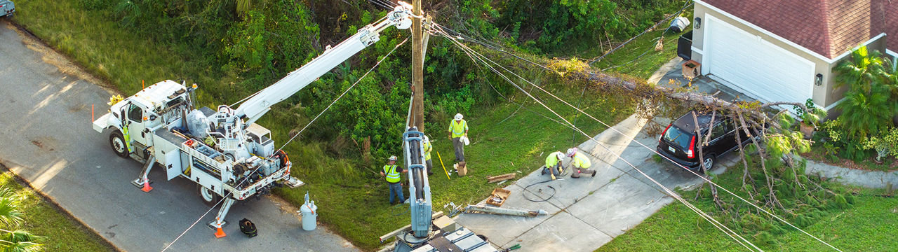 Utility line repair after storm
