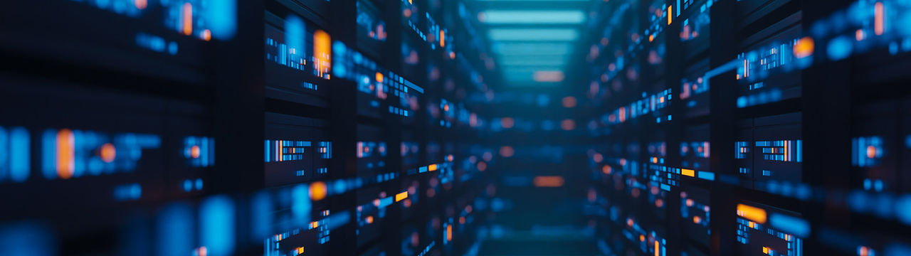 Data center aisle futuristic