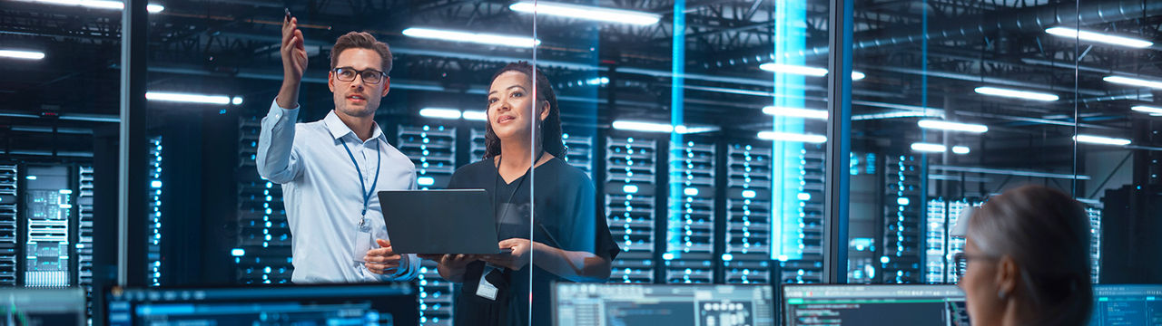 Network engineers in data center