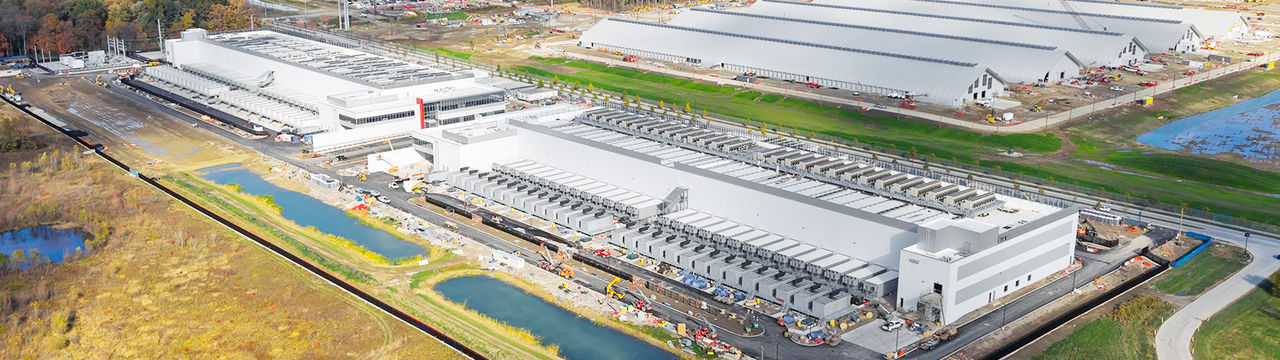 Data center under construction aerial view