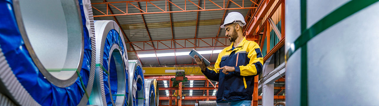 Plant floor safety worker with tablet