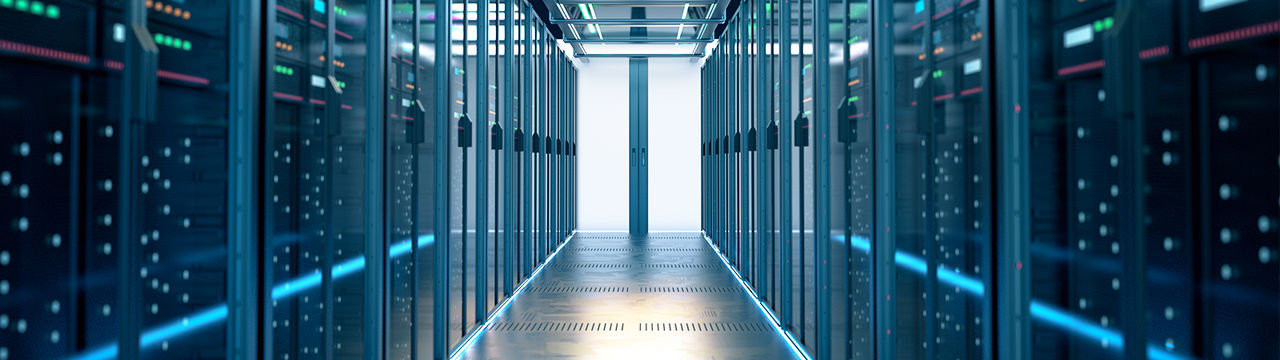 Network server room with computers