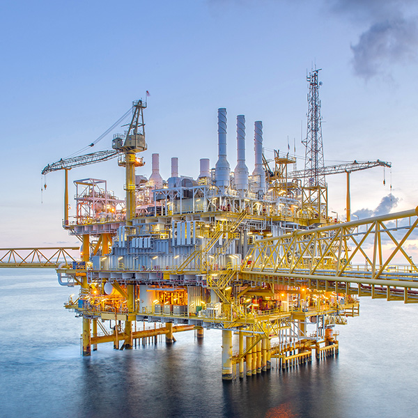 Oil plant in the middle of the ocean.