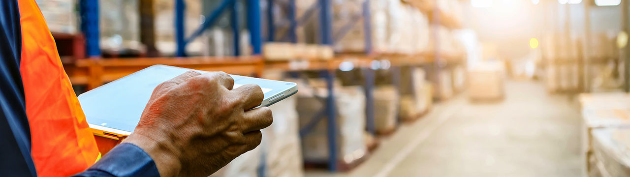 warehouse with manager forced perspective