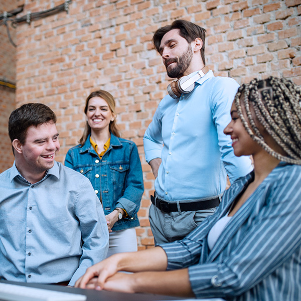 Group of diverse smiling business people