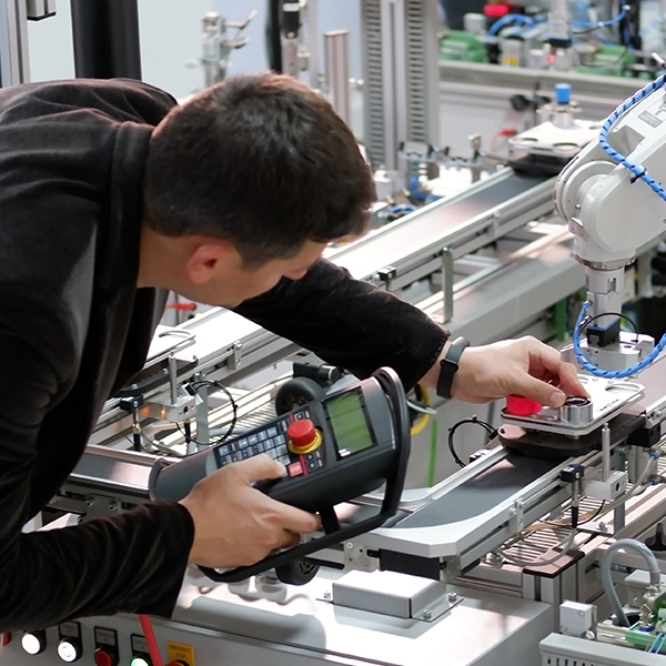 Man with robotic arm