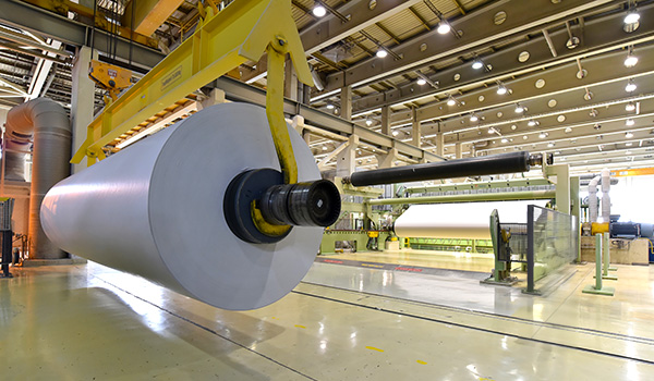 Pulp paper mill factory indoors.