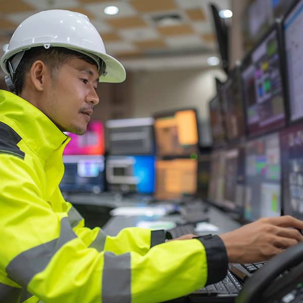 Engineer working at control room