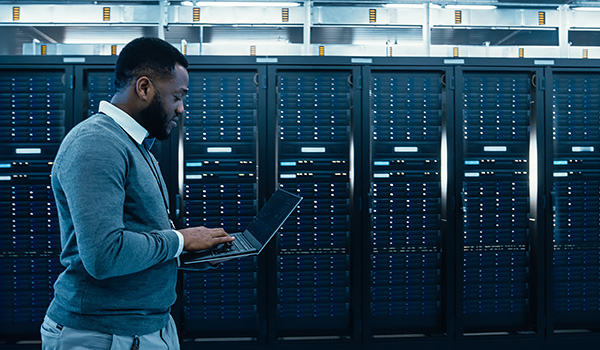 Engineer in data center.